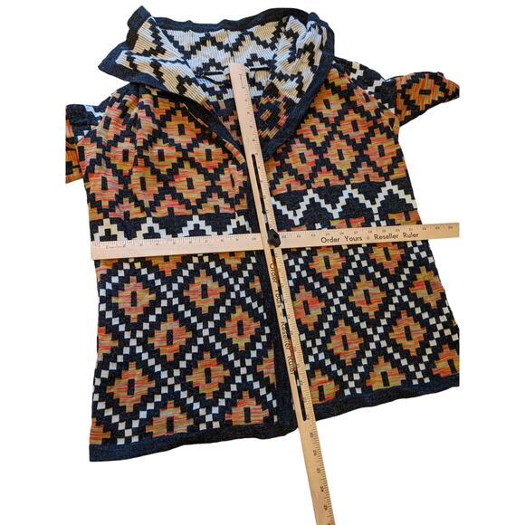 Bass Cardigan Womens Small Southwestern Open Front Boho Geometric Fall Sweater - Picture 7 of 16